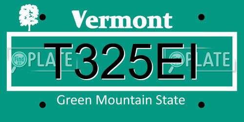 T325EI Vermont License Plate