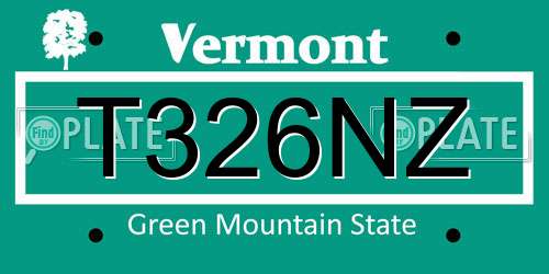 T326NZ Vermont License Plate
