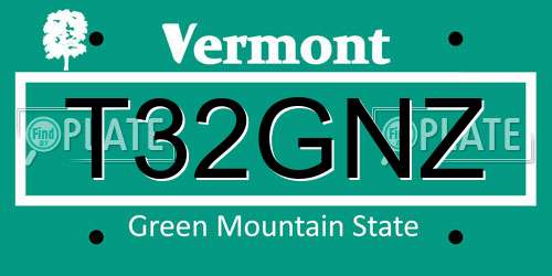 T32GNZ Vermont License Plate