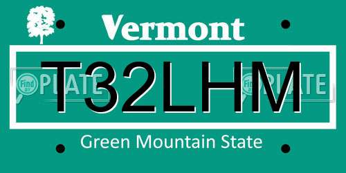 T32LHM Vermont License Plate