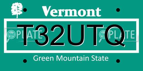 T32UTQ Vermont License Plate