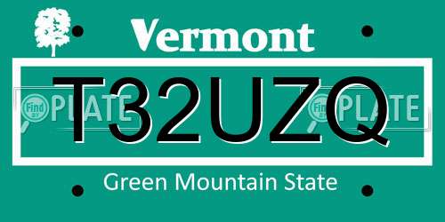 T32UZQ Vermont License Plate