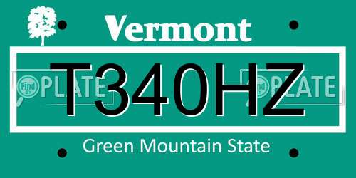 T340HZ Vermont License Plate