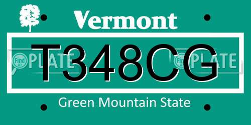 T348CG Vermont License Plate
