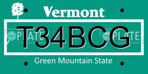 T34BCG Vermont License Plate