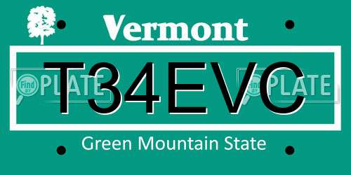 T34EVC Vermont License Plate