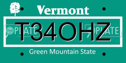 T34OHZ Vermont License Plate