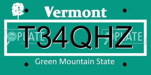 T34QHZ Vermont License Plate