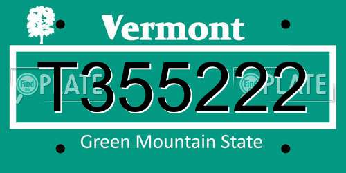 T355222 Vermont License Plate