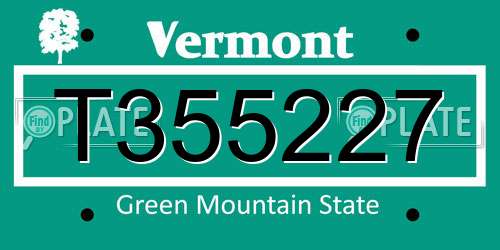 T355227 Vermont License Plate
