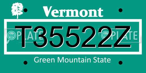 T35522Z Vermont License Plate