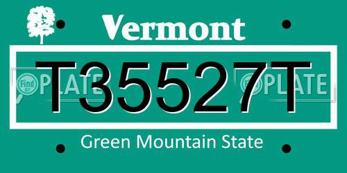 T35527T Vermont License Plate