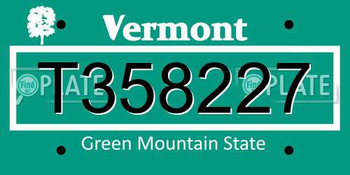 T358227 Vermont License Plate
