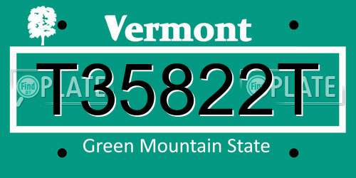 T35822T Vermont License Plate