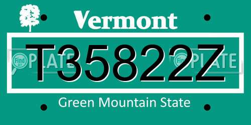 T35822Z Vermont License Plate