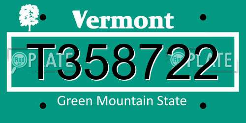 T358722 Vermont License Plate