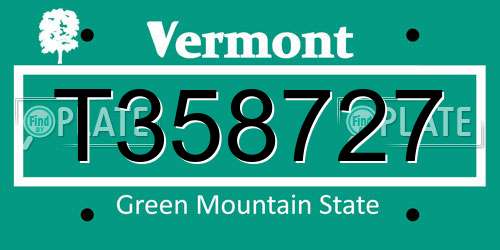 T358727 Vermont License Plate