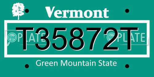 T35872T Vermont License Plate