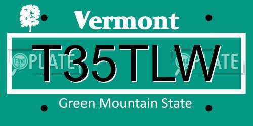 T35TLW Vermont License Plate