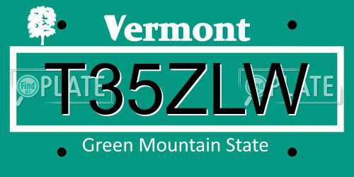 T35ZLW Vermont License Plate