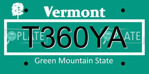 T360YA Vermont License Plate