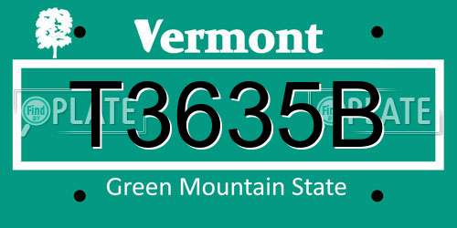 T3635B Vermont License Plate