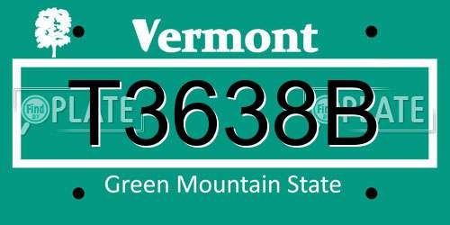T3638B Vermont License Plate