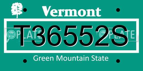 T36552S Vermont License Plate