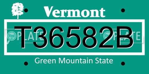 T36582B Vermont License Plate
