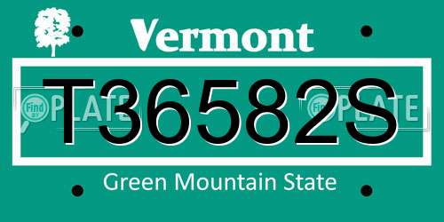 T36582S Vermont License Plate