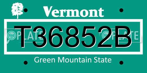 T36852B Vermont License Plate