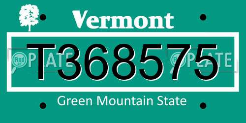 T368575 Vermont License Plate