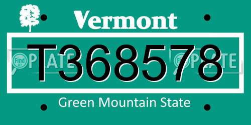 T368578 Vermont License Plate