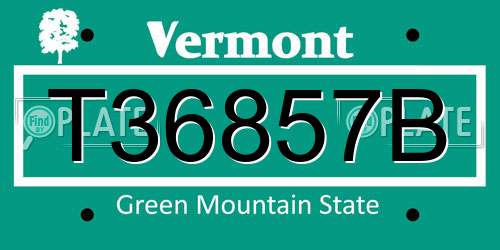 T36857B Vermont License Plate