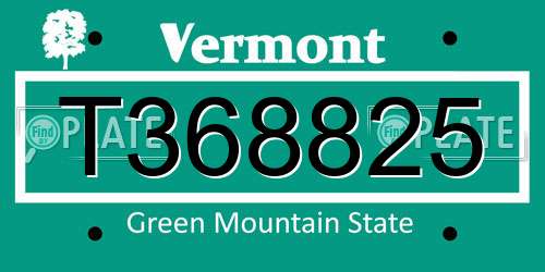 T368825 Vermont License Plate