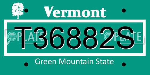 T36882S Vermont License Plate