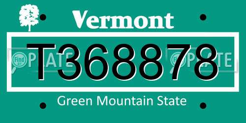 T368878 Vermont License Plate