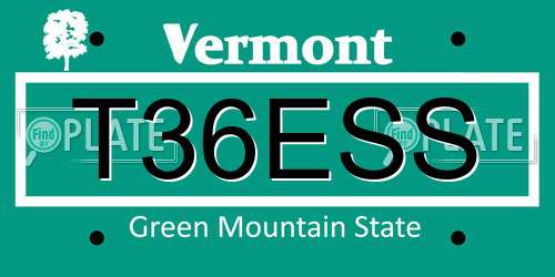 T36ESS Vermont License Plate
