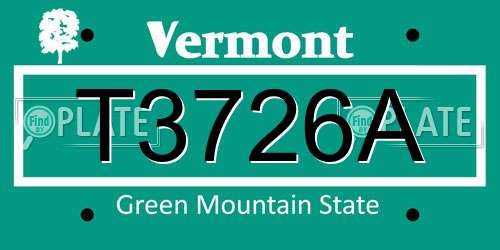 T3726A Vermont License Plate