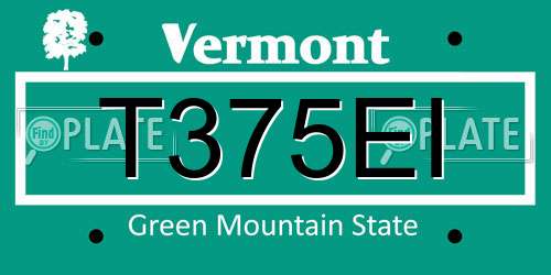 T375EI Vermont License Plate