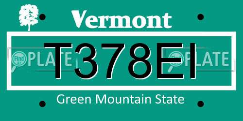 T378EI Vermont License Plate