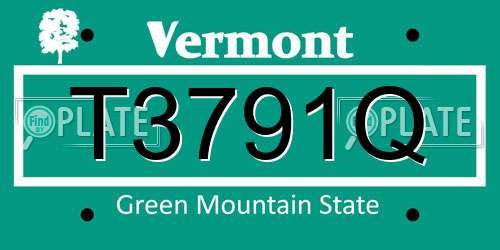 T3791Q Vermont License Plate