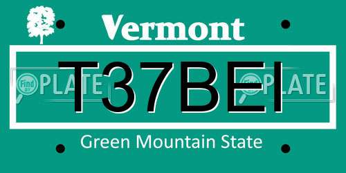 T37BEI Vermont License Plate