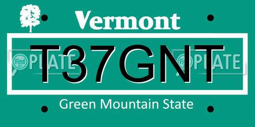 T37GNT Vermont License Plate