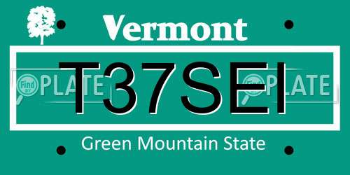 T37SEI Vermont License Plate