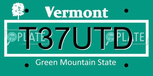T37UTD Vermont License Plate