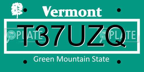 T37UZQ Vermont License Plate