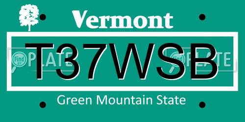 T37WSB Vermont License Plate