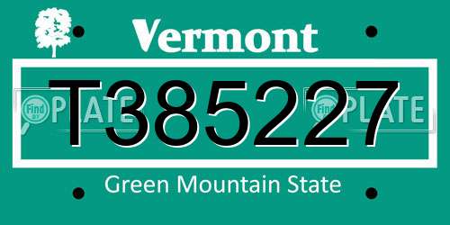T385227 Vermont License Plate