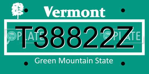 T38822Z Vermont License Plate